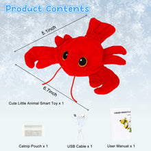 Charger l'image dans la galerie, Jouet électrique pour chat IOKHEIRA, avec de vrais sons et de l'herbe à chat de qualité supérieure, favorise la santé bucco-dentaire et la stimulation mentale et physique, design unique en forme de homard pour un plaisir félin sans fin