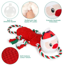 Load image into Gallery viewer, IOKHEIRA Christmas Santa Claus Dog Squeaky Toys Dog Chew Toy Interactive Plush Dog Toys with Crinkle Paper Tug of War Dog Toys with Knotted Rope for Teeth Cleaning & Boredom