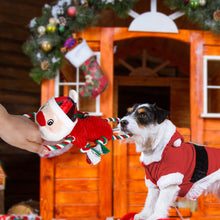 Load image into Gallery viewer, IOKHEIRA Christmas Santa Claus Dog Squeaky Toys Dog Chew Toy Interactive Plush Dog Toys with Crinkle Paper Tug of War Dog Toys with Knotted Rope for Teeth Cleaning & Boredom