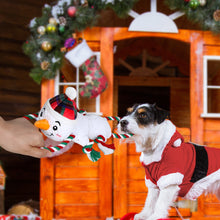 Load image into Gallery viewer, IOKHEIRA Christmas Snowman Dog Squeaky Toys Dog Chew Toy Interactive Plush Dog Toys with Crinkle Paper Tug of War Dog Toys with Knotted Rope for Teeth Cleaning & Boredom
