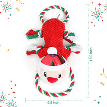 Load image into Gallery viewer, IOKHEIRA Christmas Santa Claus Dog Squeaky Toys Dog Chew Toy Interactive Plush Dog Toys with Crinkle Paper Tug of War Dog Toys with Knotted Rope for Teeth Cleaning & Boredom