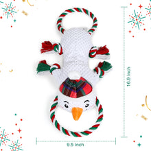 Load image into Gallery viewer, IOKHEIRA Christmas Snowman Dog Squeaky Toys Dog Chew Toy Interactive Plush Dog Toys with Crinkle Paper Tug of War Dog Toys with Knotted Rope for Teeth Cleaning & Boredom
