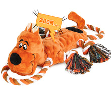 Load image into Gallery viewer, IOKHEIRA Dog Squeaky Toys Plush Dog Toy with Crinkle Paper Tug of War Dog Toys with Knotted Rope for Teeth Cleaning & Boredom