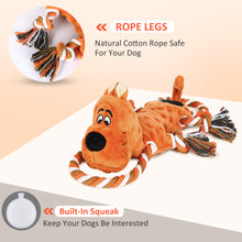 Load image into Gallery viewer, IOKHEIRA Dog Squeaky Toys Plush Dog Toy with Crinkle Paper Tug of War Dog Toys with Knotted Rope for Teeth Cleaning & Boredom