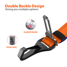 Load image into Gallery viewer, IOKHEIRA Dog Seatbelt, Orange Dog Seat Belt, Adjustable Dog Seatbelt Harness, Reflective Bungee Dog Car Seatbelt with Hook& Buckle, Dog Car Seat Belt with Aviation Aluminum Alloy Swivel Carabiner
