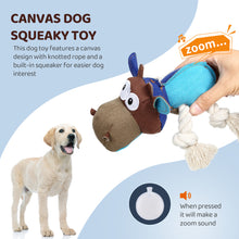 Load image into Gallery viewer, IOKHEIRA Dog Plush Toy for Large Aggressive Chewers,Indestructible Dog Squeaky Toys,Stuffed Animals Toys with Cotton Material and Crinkle Paper,Durable Chewing Toys (Canvas Blue, Cattle)