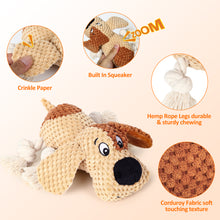 Charger l'image dans la galerie, PUHOHUN Jouets couineurs pour chiens Jouets en peluche pour chiens de grande taille Jouets pour chiens avec papier froissé et couineur Jouets pour chiens à tirer avec corde nouée Jouets en peluche doux pour chiens pour le nettoyage des dents et l'ennui