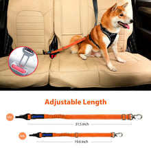 Load image into Gallery viewer, IOKHEIRA Dog Seatbelt, Orange Dog Seat Belt, Adjustable Dog Seatbelt Harness, Reflective Bungee Dog Car Seatbelt with Hook& Buckle, Dog Car Seat Belt with Aviation Aluminum Alloy Swivel Carabiner