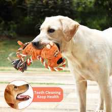 Load image into Gallery viewer, IOKHEIRA Dog Squeaky Toys Plush Dog Toy with Crinkle Paper Tug of War Dog Toys with Knotted Rope for Teeth Cleaning & Boredom