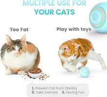 Load image into Gallery viewer, IOKHEIRA Cat Ball Interactive Cat Toys for Indoor Cats Wicked Ball Kitten Toys with Bell Feather Built-in Catnip, USB Rechargeable Automatic 360° Rotating Cat Toy balls with LED Light