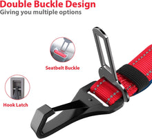 Load image into Gallery viewer, IOKHEIRA Dog Seatbelt, Updated Dog Seat Belt, Reflective Bungee Dog Car Harness, Multifunctional Pet Safety Belt with Hook Latch & Seatbelt Buckle, Swivel Aluminum Carabiner, Red