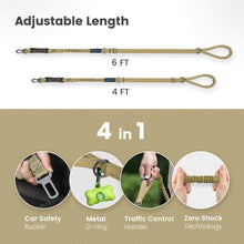 Load image into Gallery viewer, IOKHEIRA 4-6 FT Strong Bungee Dog Leash Army Green