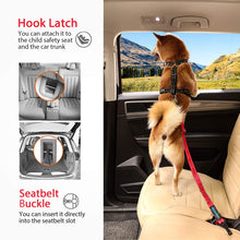 Load image into Gallery viewer, IOKHEIRA Dog Seatbelt, Updated Dog Seat Belt, Reflective Bungee Dog Car Harness, Multifunctional Pet Safety Belt with Hook Latch & Seatbelt Buckle, Swivel Aluminum Carabiner, Red