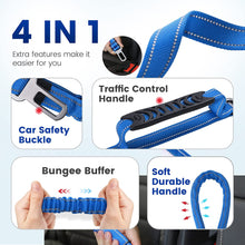 Load image into Gallery viewer, IOKHEIRA Bungee Dog Leads, Anti Pull Dog Leads with Car Seat Belt Buckle, Reflective Thread Dog Leads with Traffic Control Handle, Adjustable Dog Leash for Small Medium Large Dogs