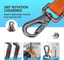 Load image into Gallery viewer, IOKHEIRA Dog Seat Belt 3-in-1 Car Harness for Dogs Adjustable Safety Seatbelt for Car Durable Nylon Reflective Bungee Fabric Tether with Clip Hook Latch & Buckle, Swivel Zinc Alloy Carabiner