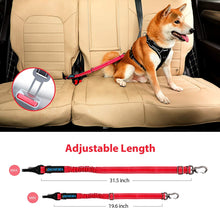 Load image into Gallery viewer, IOKHEIRA Dog Seatbelt, Updated Dog Seat Belt, Reflective Bungee Dog Car Harness, Multifunctional Pet Safety Belt with Hook Latch & Seatbelt Buckle, Swivel Aluminum Carabiner, Red