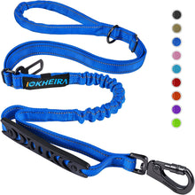 Load image into Gallery viewer, IOKHEIRA Bungee Dog Leads, Anti Pull Dog Leads with Car Seat Belt Buckle, Reflective Thread Dog Leads with Traffic Control Handle, Adjustable Dog Leash for Small Medium Large Dogs