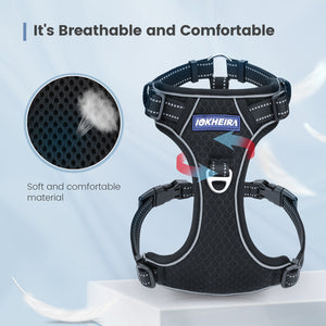 IOKHEIRA Dog Harness for Large Dogs No Pull, Air Mesh Dog Harness with 3 Leash Clips, Adjustable Soft Padded Dog Vest, Reflective No-Choke Safety Harness with Easy Control Handle for Large Dogs