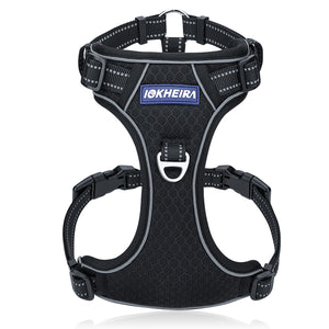 IOKHEIRA Dog Harness for Large Dogs No Pull, Air Mesh Dog Harness with 3 Leash Clips, Adjustable Soft Padded Dog Vest, Reflective No-Choke Safety Harness with Easy Control Handle for Large Dogs