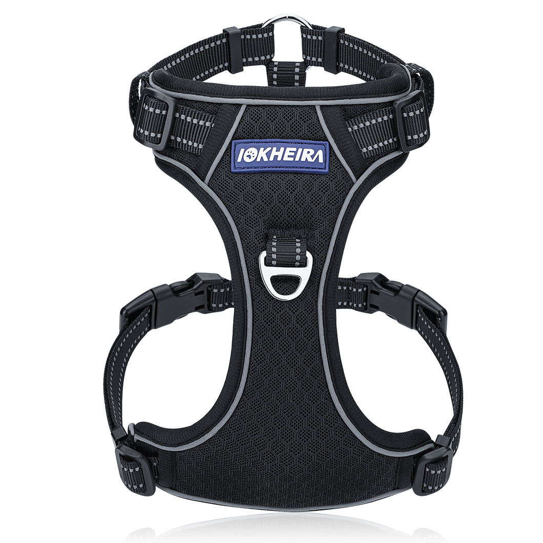 IOKHEIRA Dog Harness for Large Dogs No Pull, Air Mesh Dog Harness with 3 Leash Clips, Adjustable Soft Padded Dog Vest, Reflective No-Choke Safety Harness with Easy Control Handle for Large Dogs