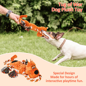 IOKHEIRA Dog Squeaky Toys Plush Dog Toy with Crinkle Paper Tug of War Dog Toys with Knotted Rope for Teeth Cleaning & Boredom